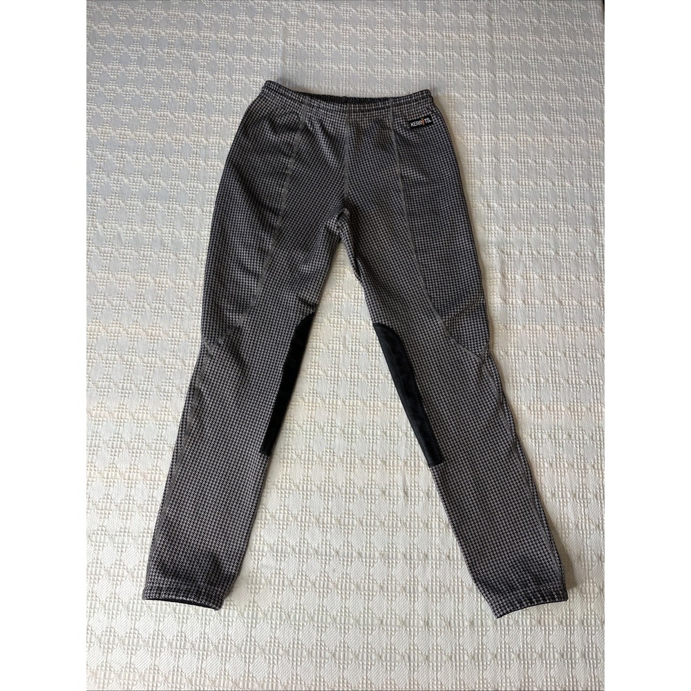 Kerrits Horse Riding Breeches Size XL Youth Houndstooth Black Gray Kids Classic